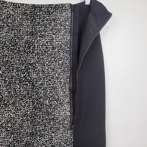 Ann Taylor Factory Black White Mixed Media Career Zip Front Pencil Skirt Size 2P - Picture 9 of 13